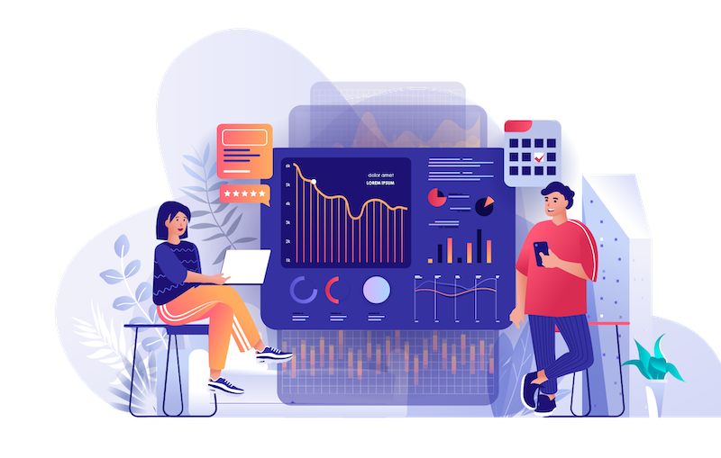 Big Data Analysis Flat Web Illustration